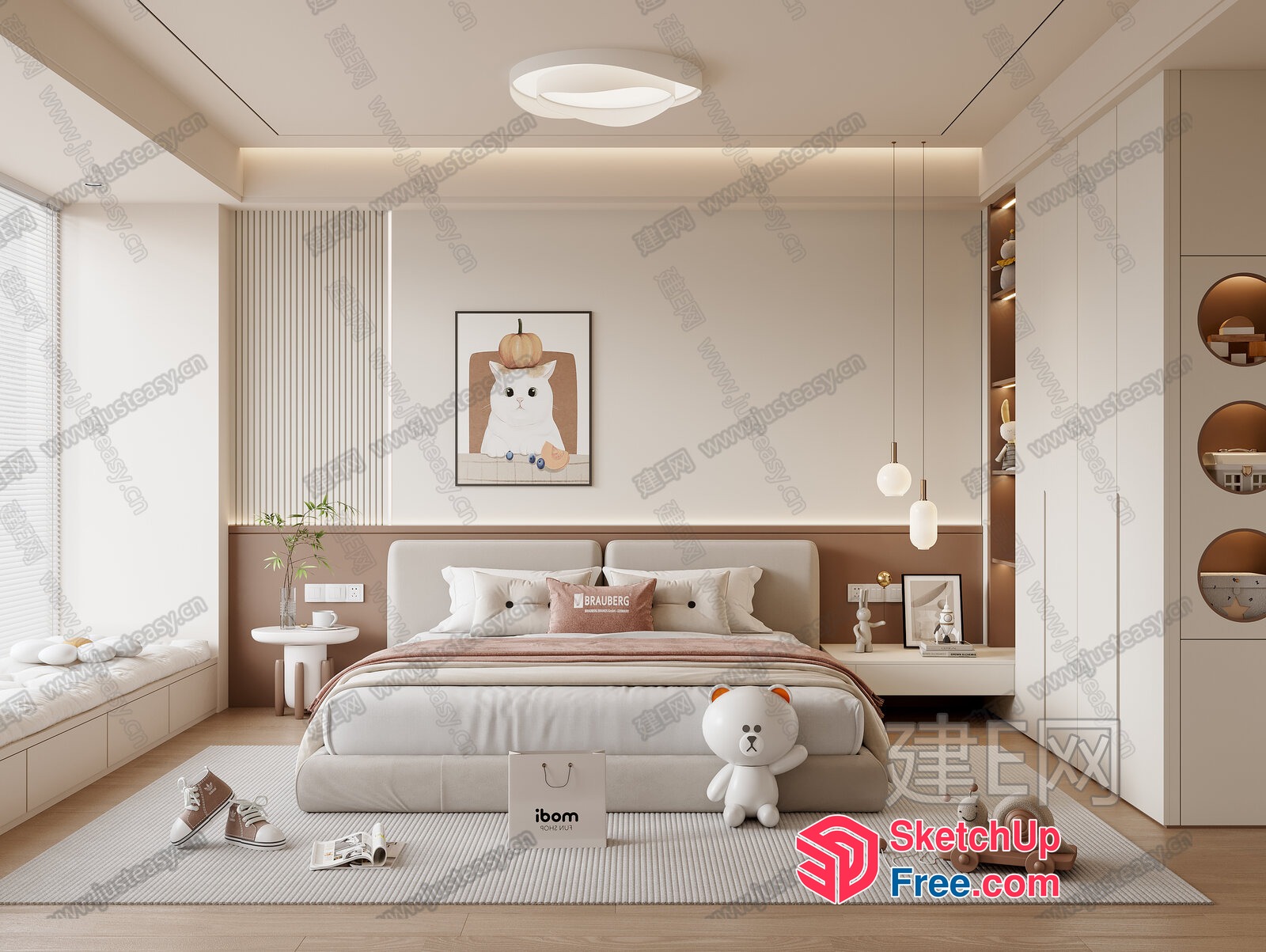 Modern Minimalist Japanese Style Bedroom 3D SketchUp File