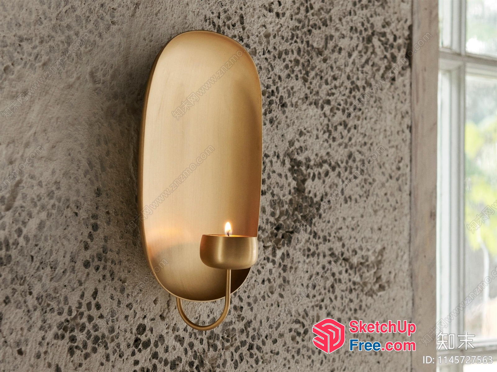 Antique Gold Wall Sconce With Candle Holder 3D SketchUp File