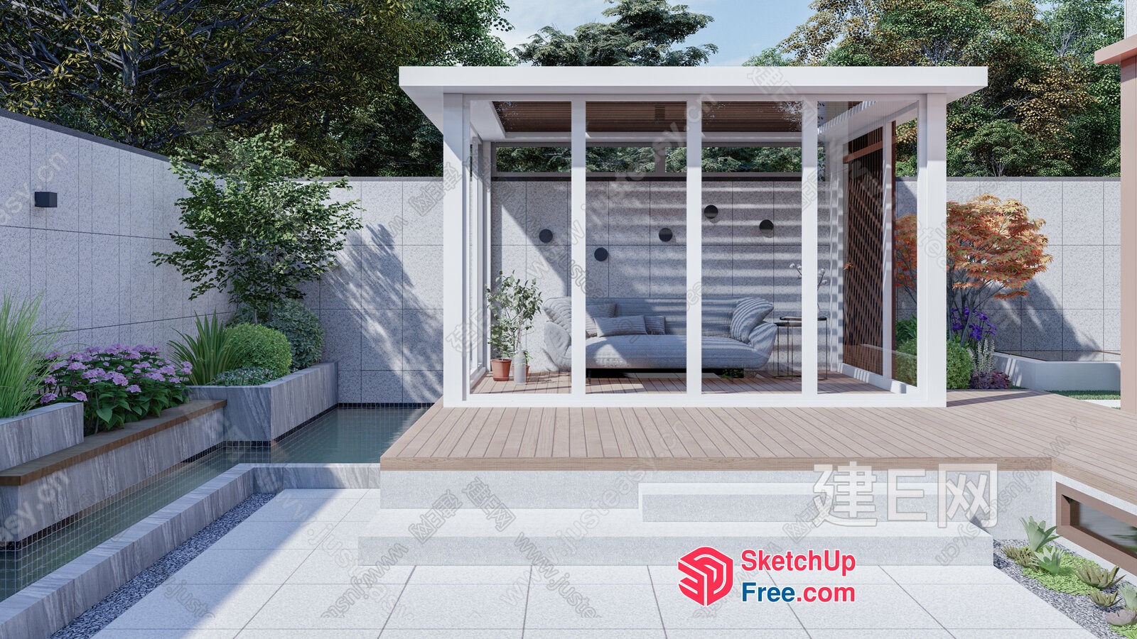 Modern Minimalist Outdoor Living Space 3D SketchUp File