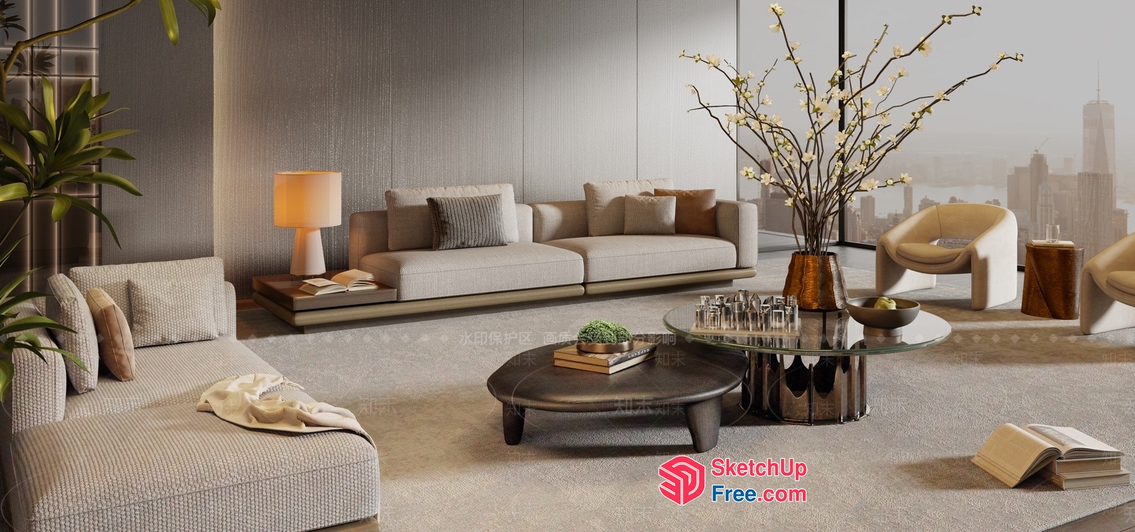 Modern Minimalist Living Room Design 3D SketchUp File