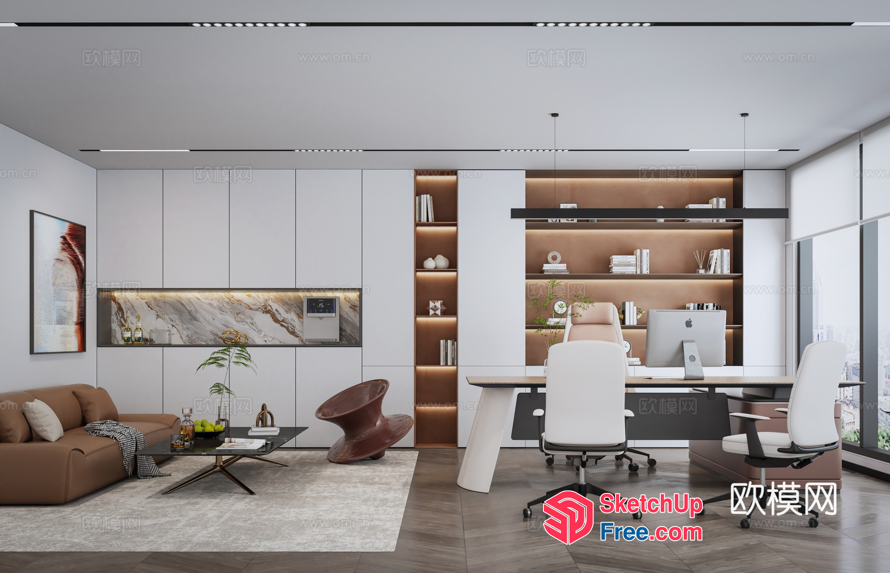 Modern Office Space With Sleek Furniture And Natural Light 3D SketchUp File