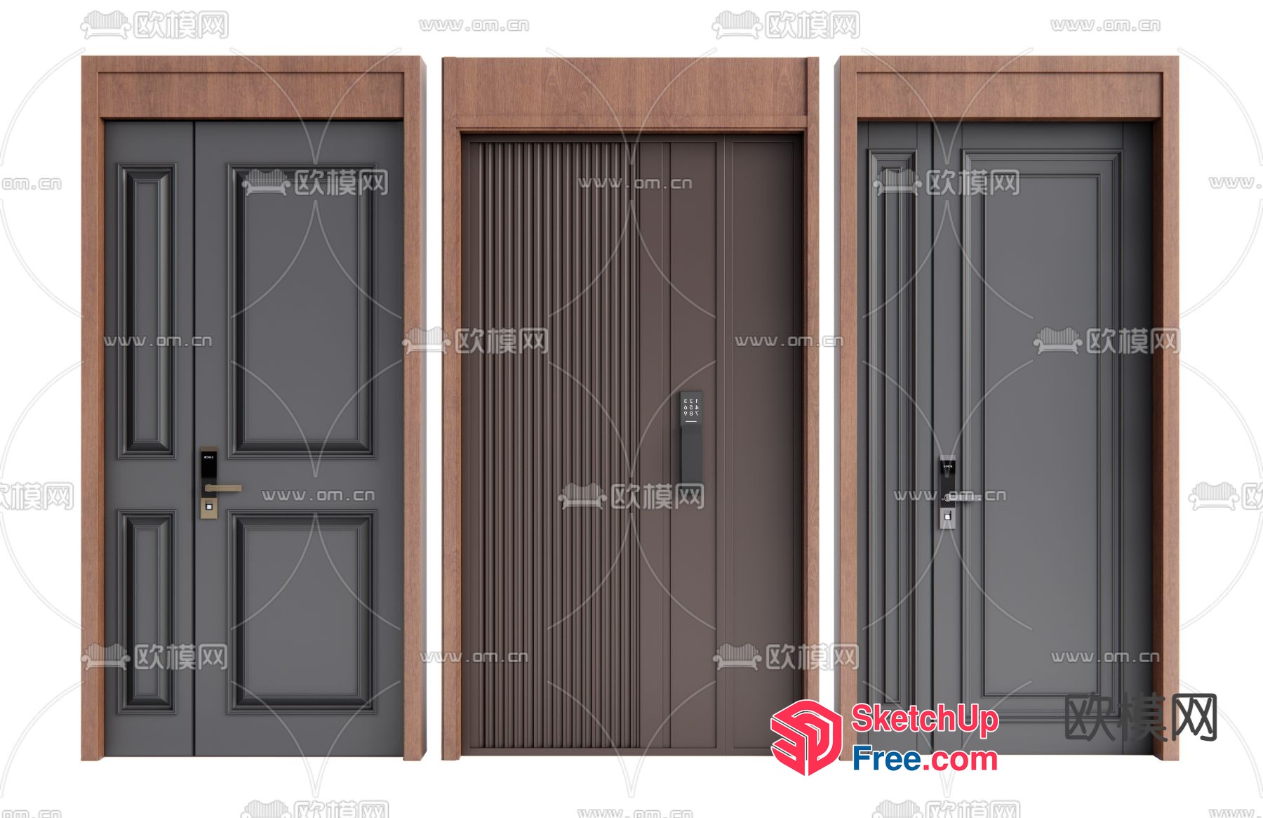 Three Elevator Doors With Distinctive Styles 3D SketchUp File