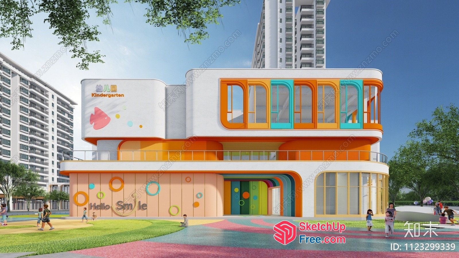 Colorful Kindergarten Building 3D SketchUp File