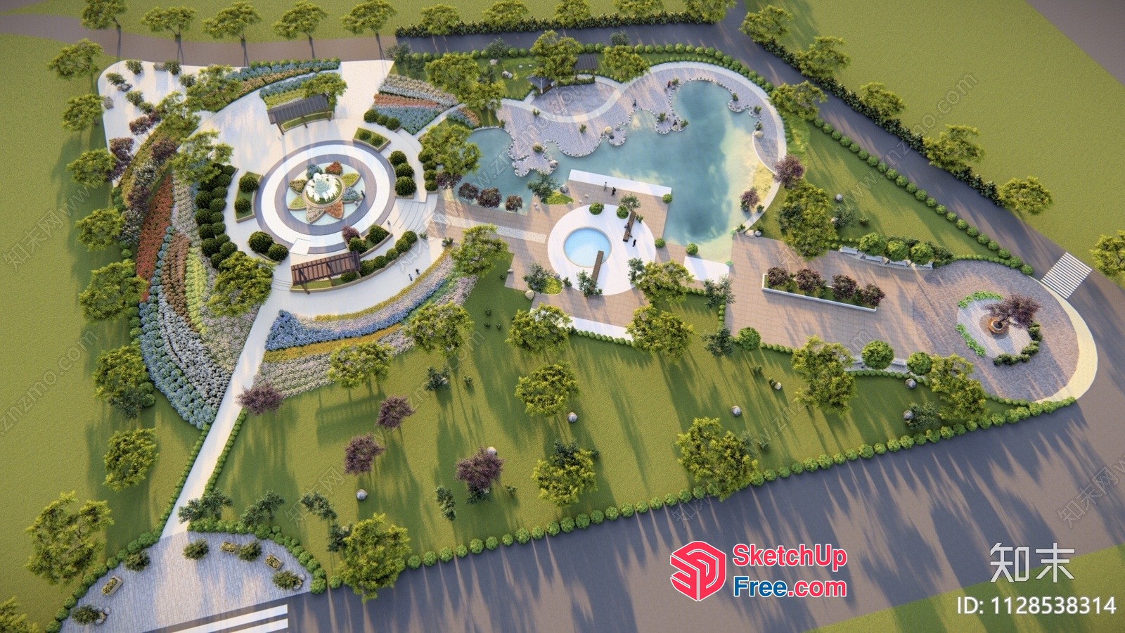 Luxurious Outdoor Space With Serene Water Features 3D SketchUp File