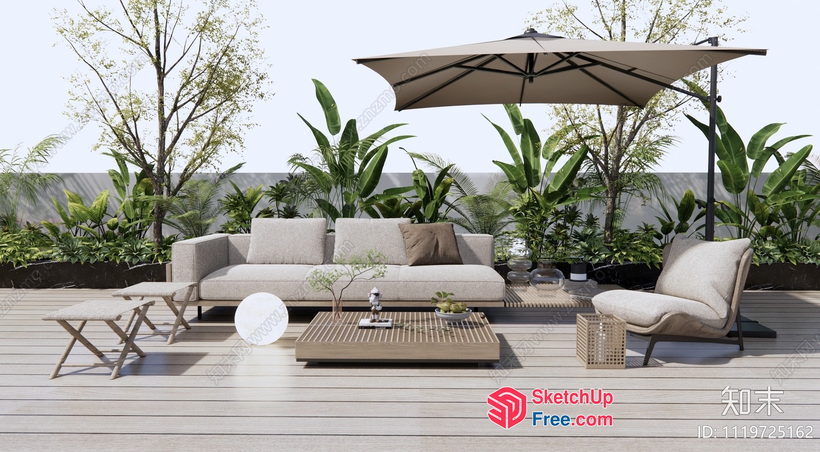 Outdoor Patio Furniture Arrangement 3D SketchUp File