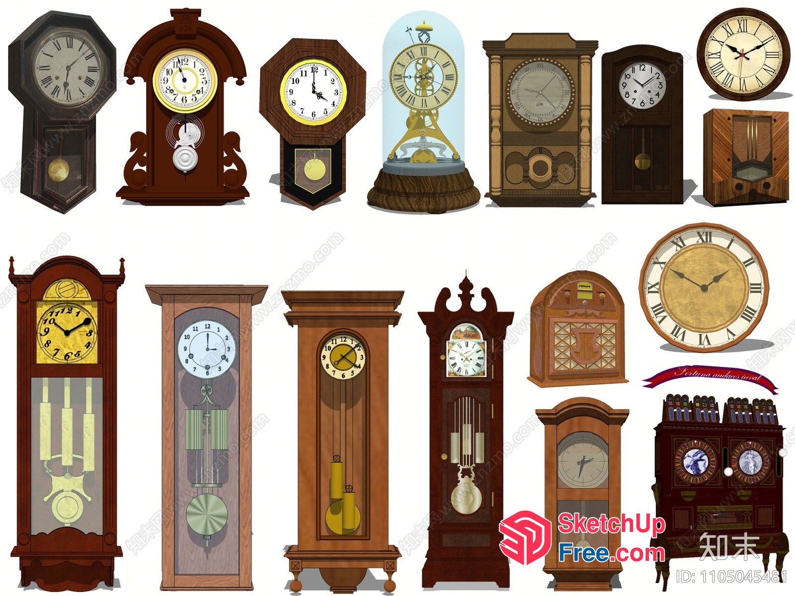 Collection Of Various Antique Clocks 3D SketchUp File