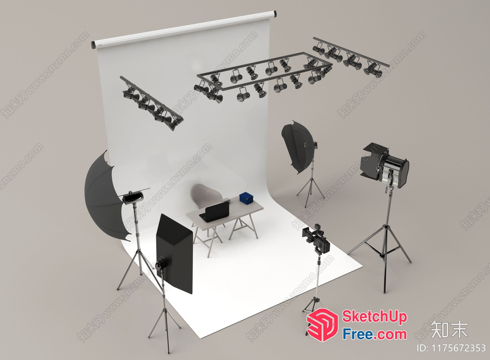 Photography Studio Setup With Various Lighting Options 3D SketchUp File