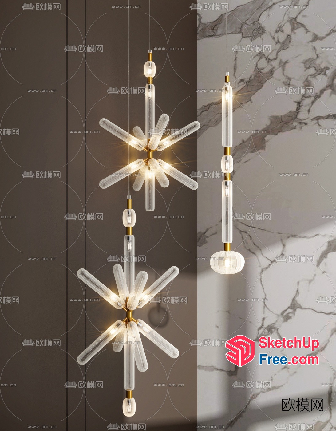 Modern Glass Starburst Chandelier 3D SketchUp File