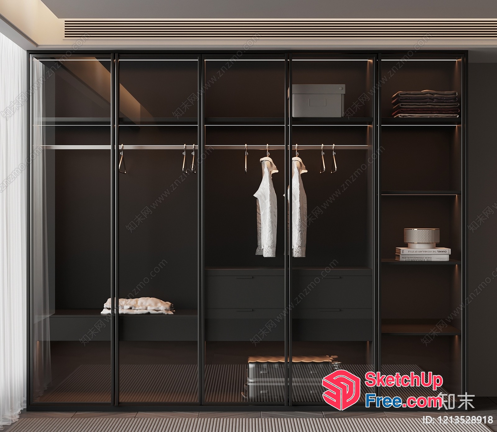 Modern Minimalist Glass Closet With Sleek Design 3D SketchUp File