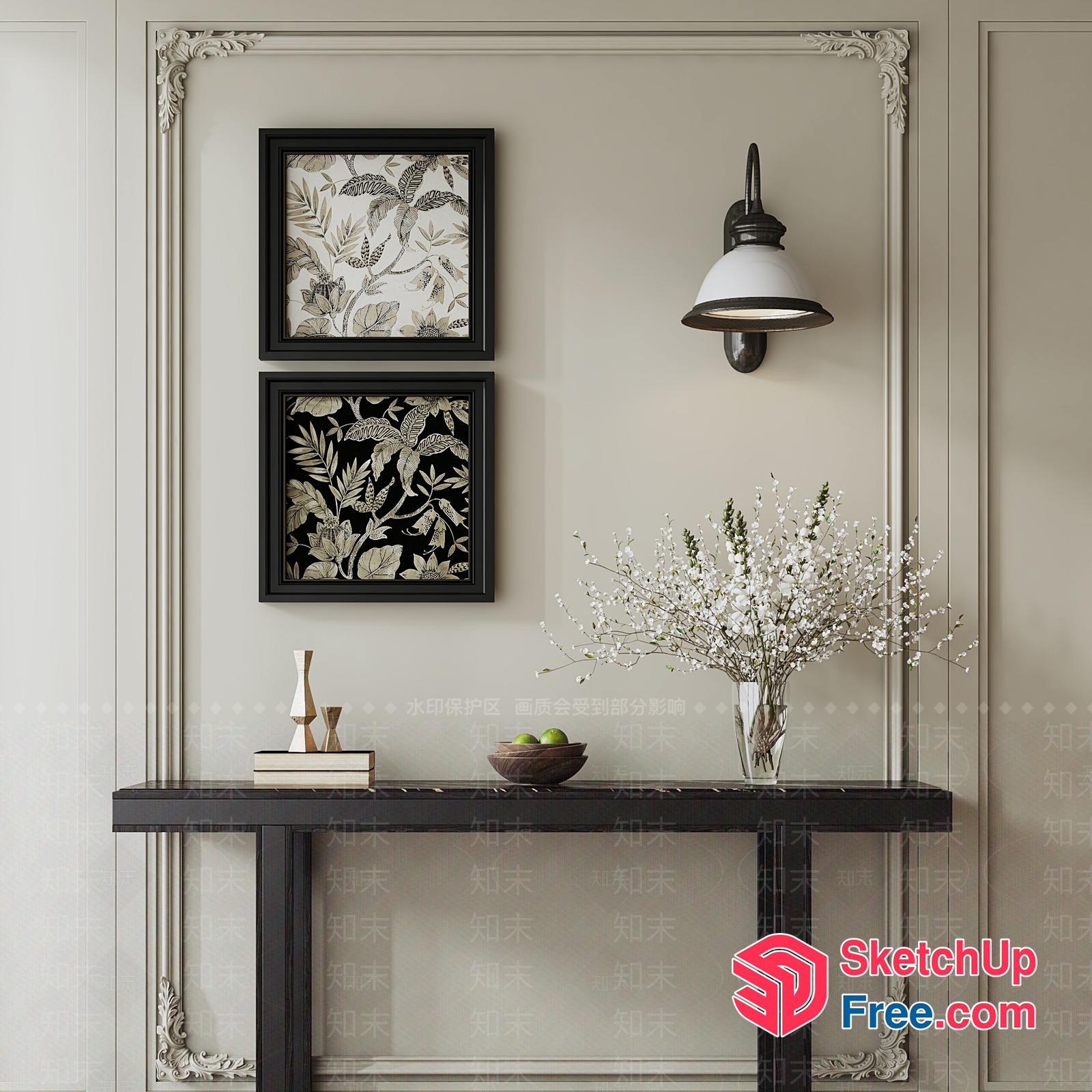 Classic Moulding Framed Decorative Wall 3D SketchUp File
