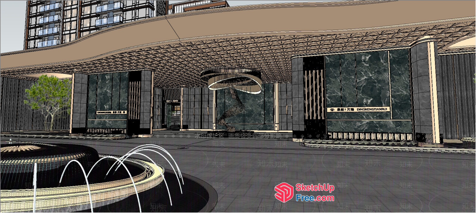 Luxurious Modern Architecture Entrance 3D SketchUp File