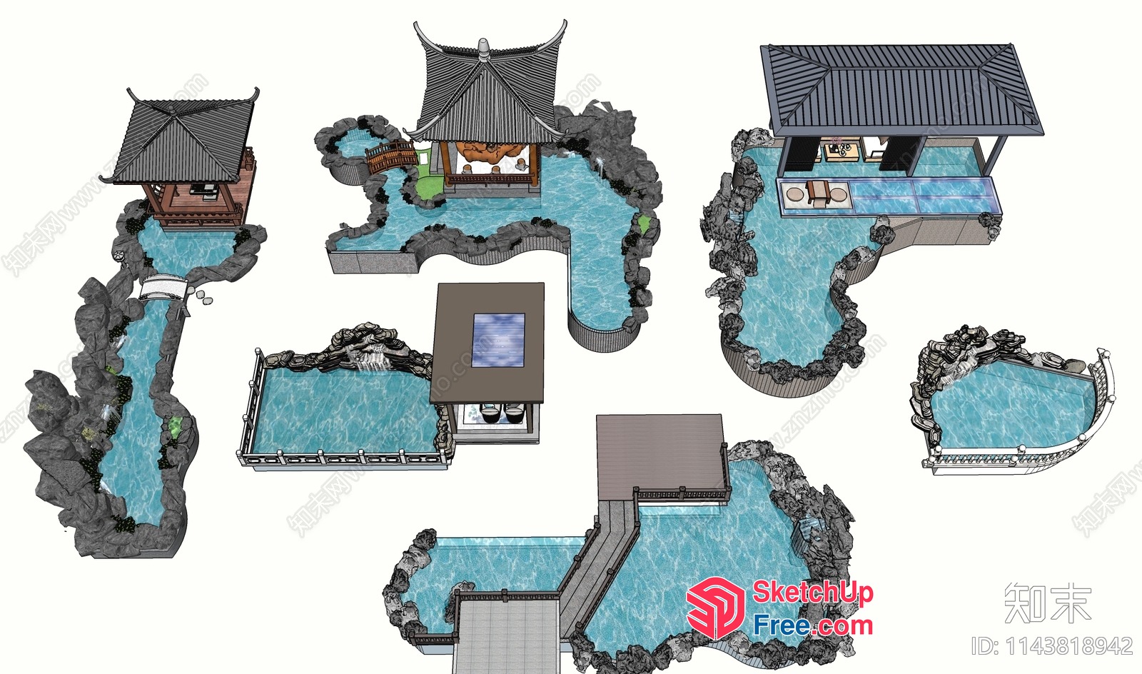 Asian-Inspired Waterfront Resort 3D SketchUp File