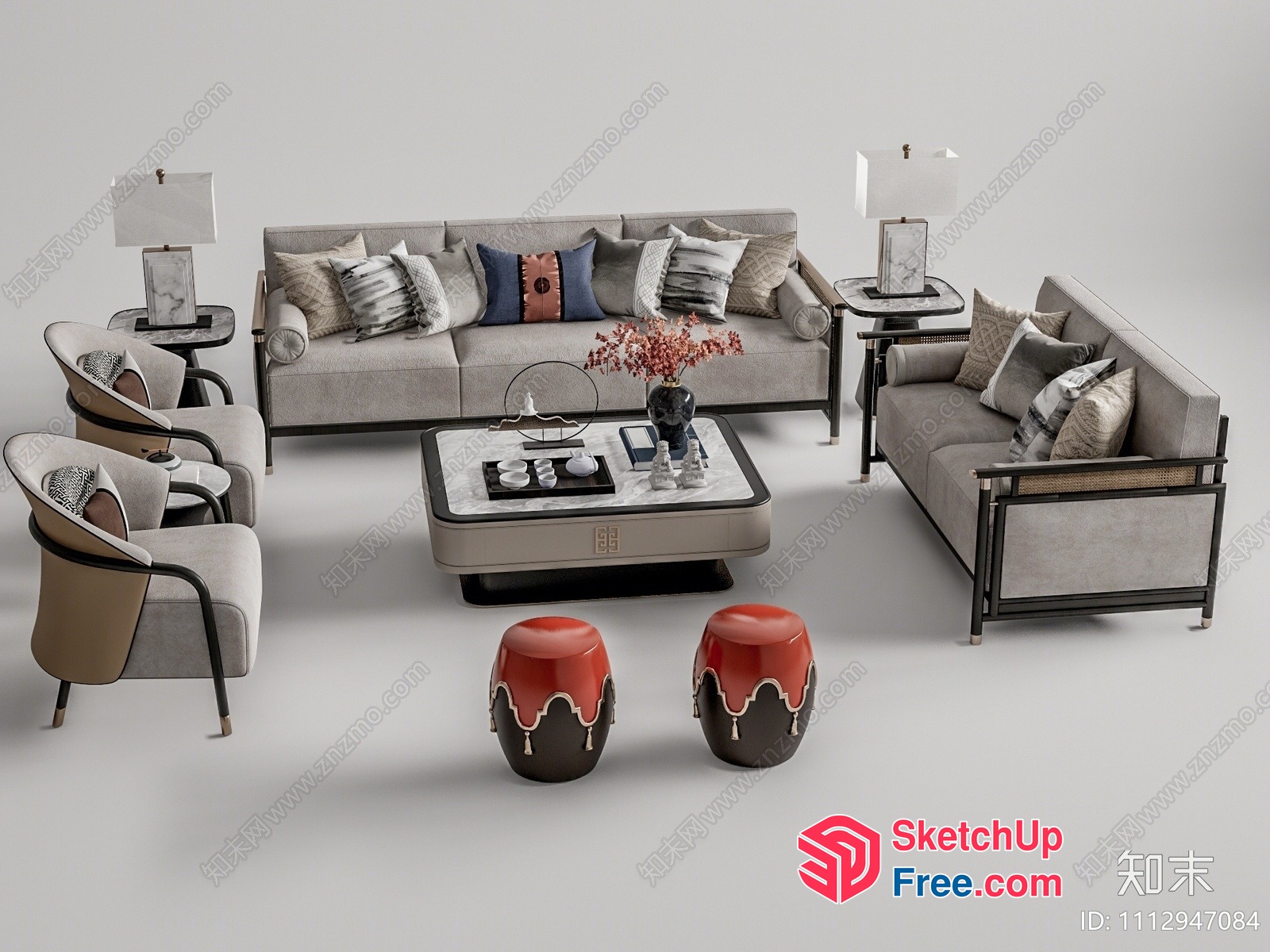 Elegant Living Room Furniture Set 3D SketchUp File