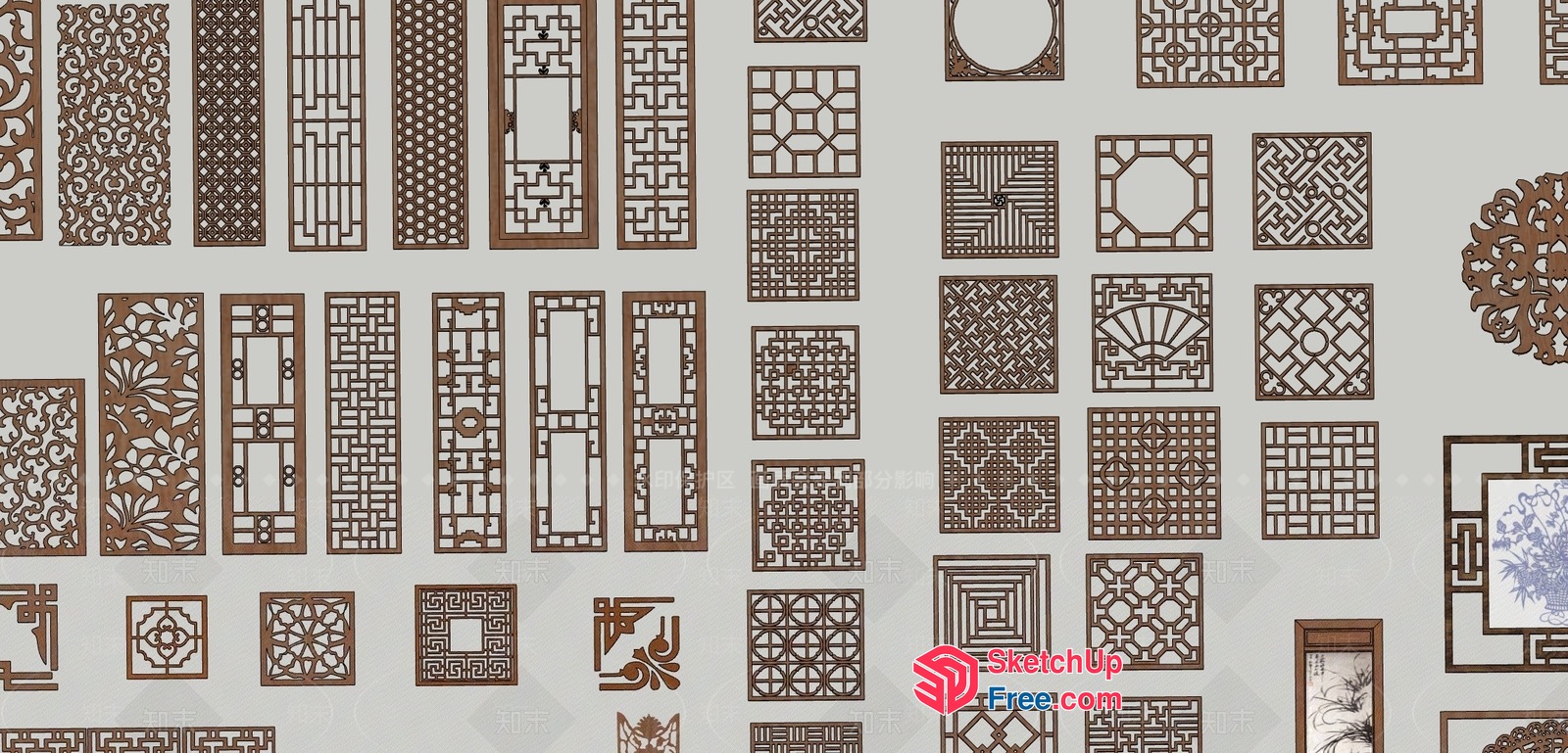Intricate Asian-Inspired Decorative Patterns 3D SketchUp File
