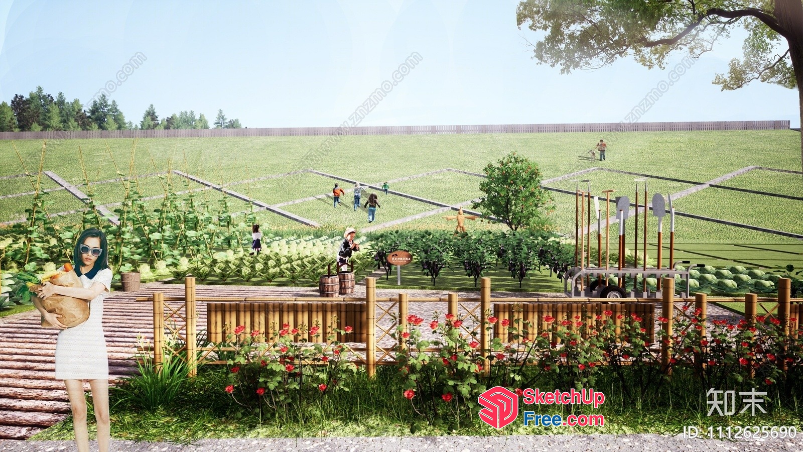 Aesthetic Outdoor Space With Various Decorations 3D SketchUp File