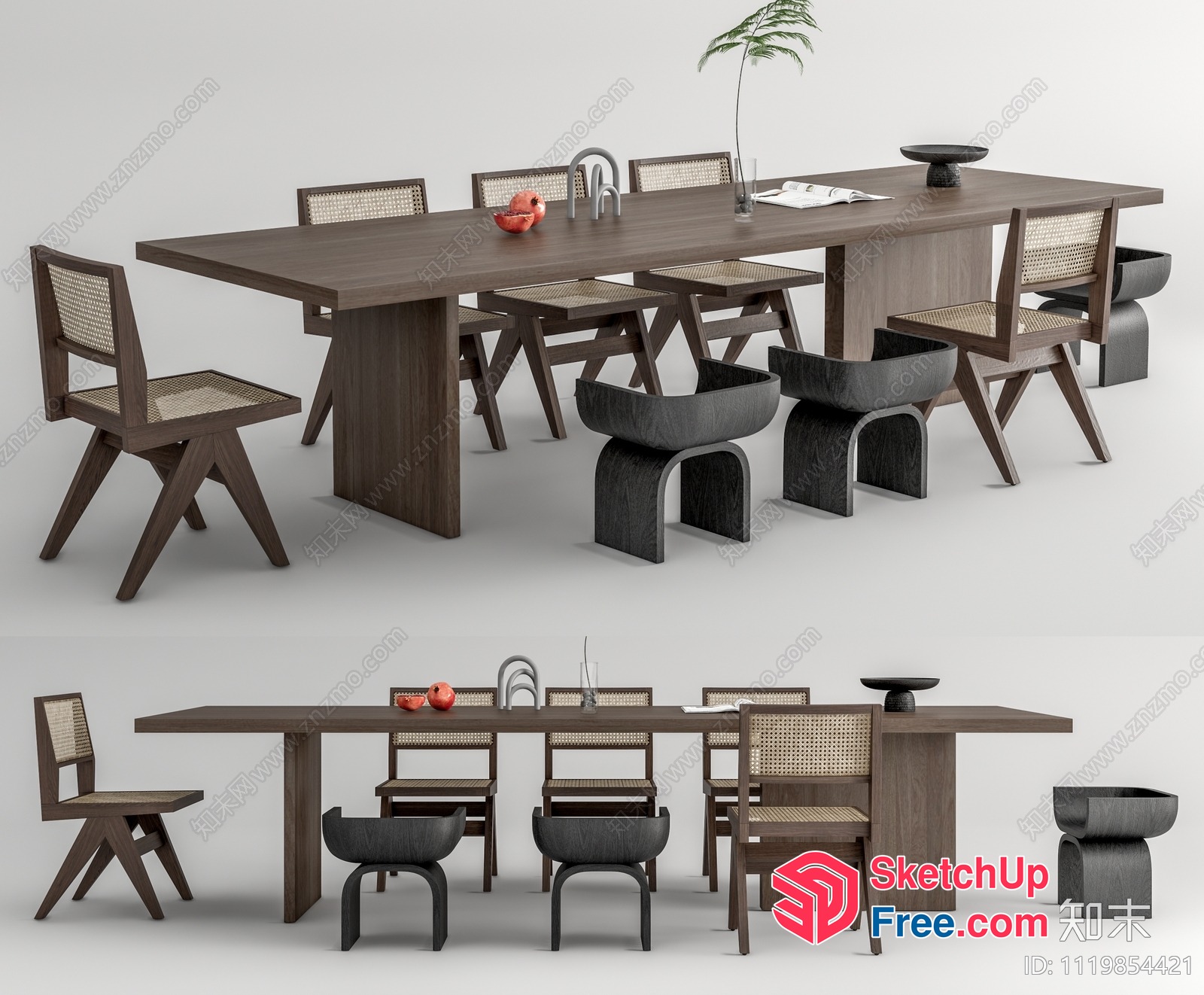 Modern Dining Table Set With Chairs 3D SketchUp File