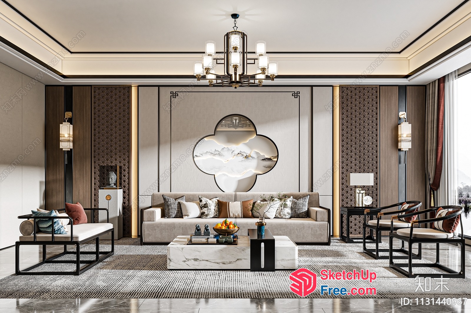 Modern Japanese Style Living Room With Elegant Decor 3D SketchUp File