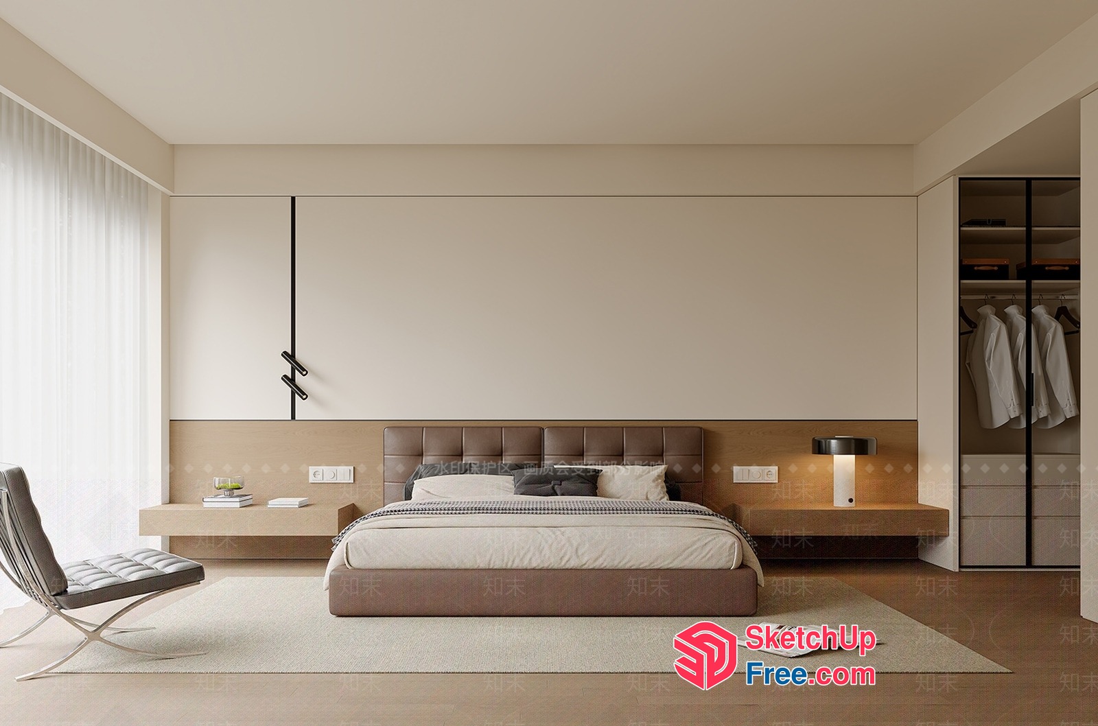 Modern Minimalist Bedroom With Sleek Furniture And Neutral Tones 3D SketchUp File