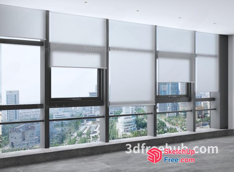 Modern Office Building With Large Windows And City View 3D SketchUp File