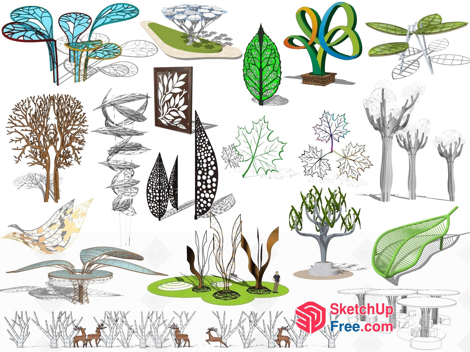 Leaf-Inspired Architectural Elements Collection 3D SketchUp File