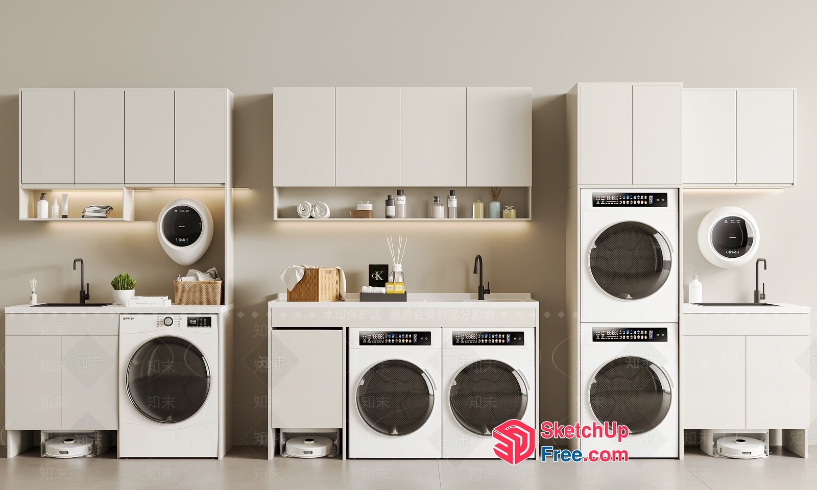 Modern Minimalist Laundry Room Interior 3D SketchUp File
