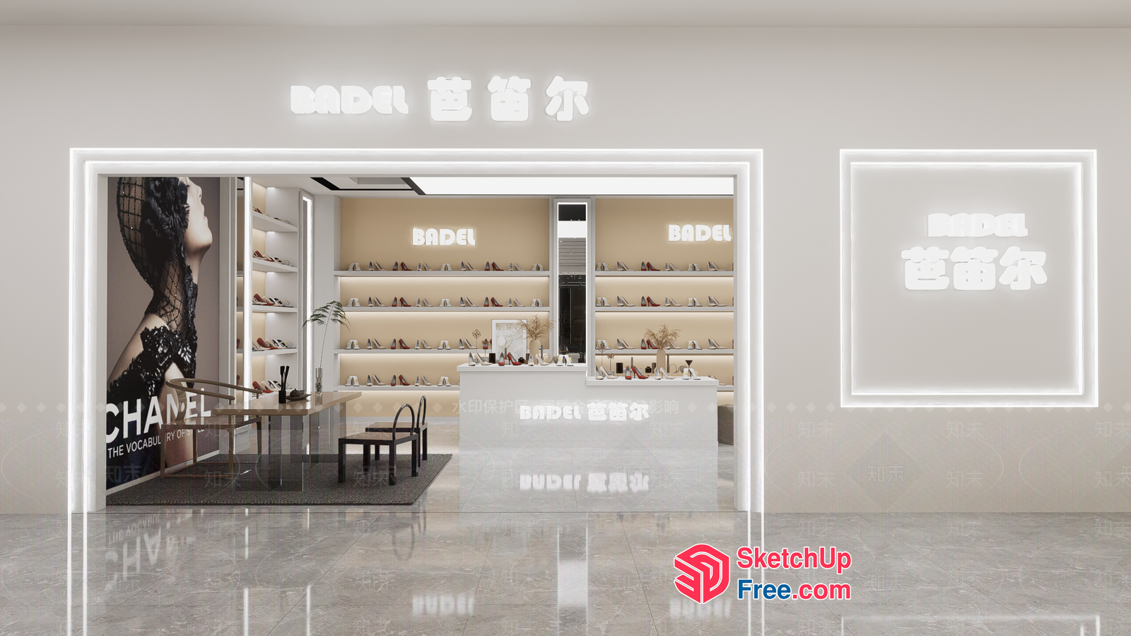 Modern Minimalist Shoe Store Interior 3D SketchUp File