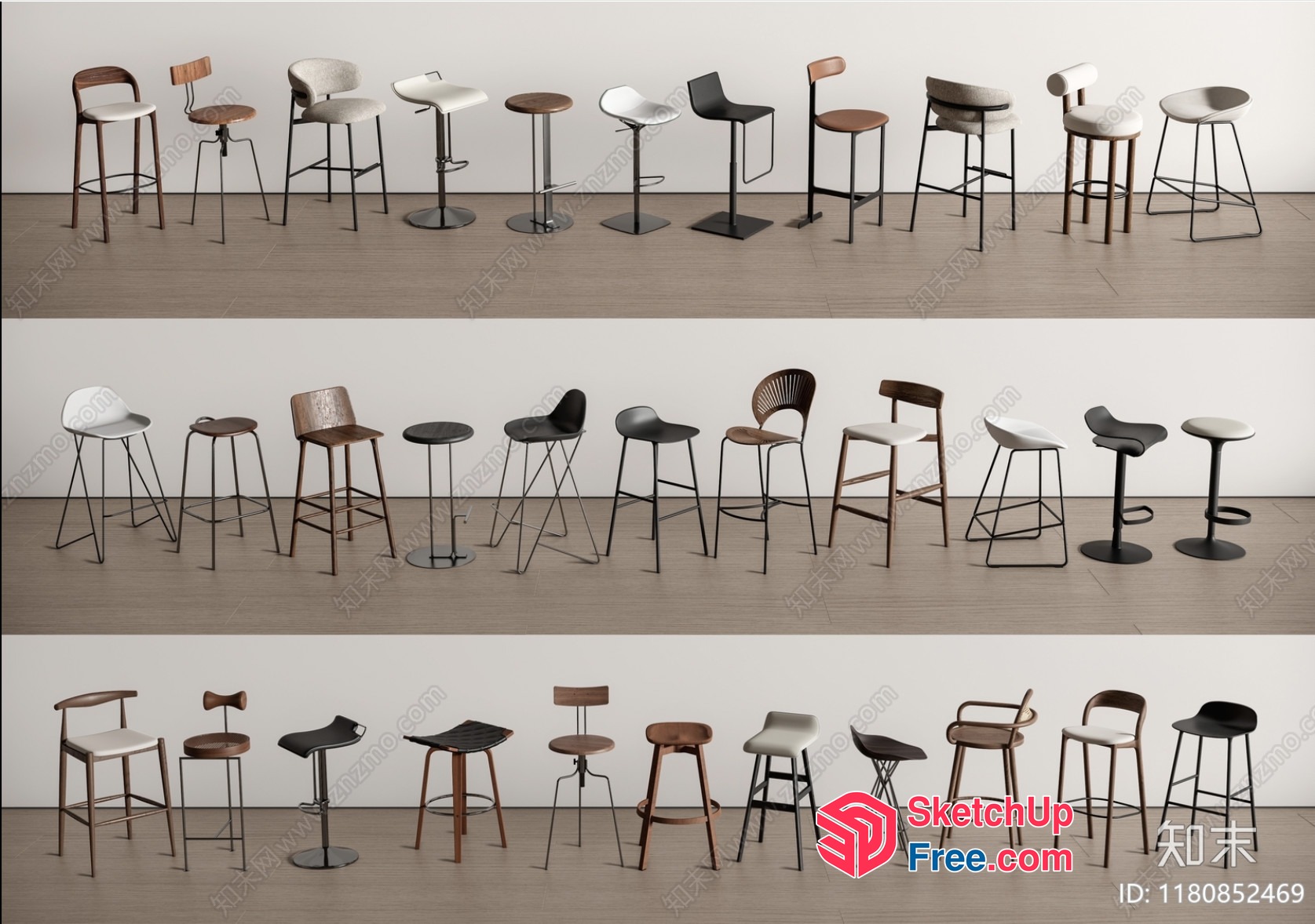 Stools And Chairs For Various Settings 3D SketchUp File