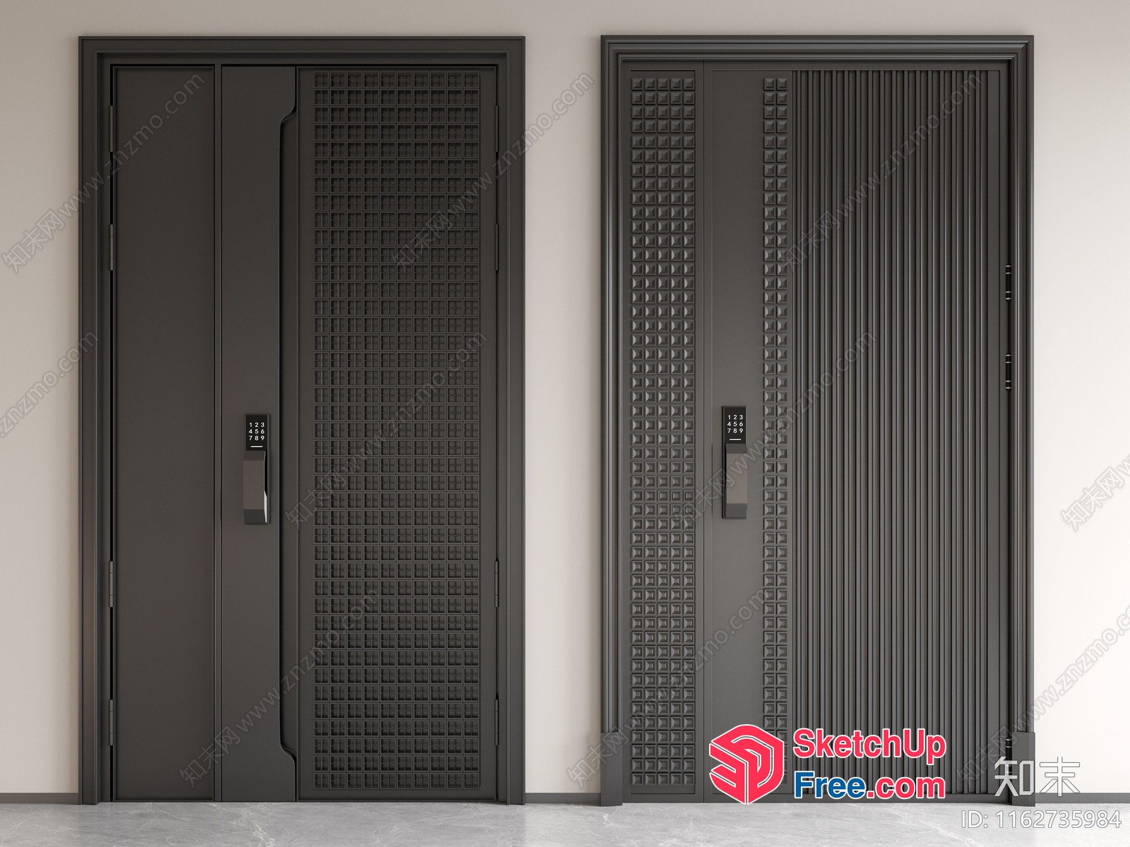 Modern Elevator Doors With Intricate Patterns 3D SketchUp File