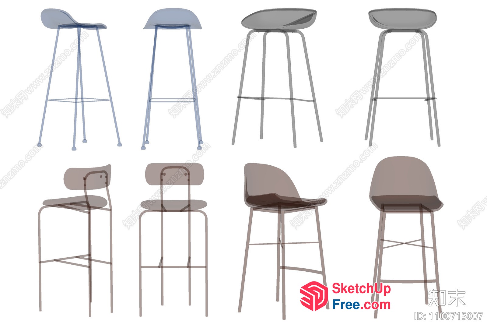 Modern Bar Stools In Various Styles 3D SketchUp File
