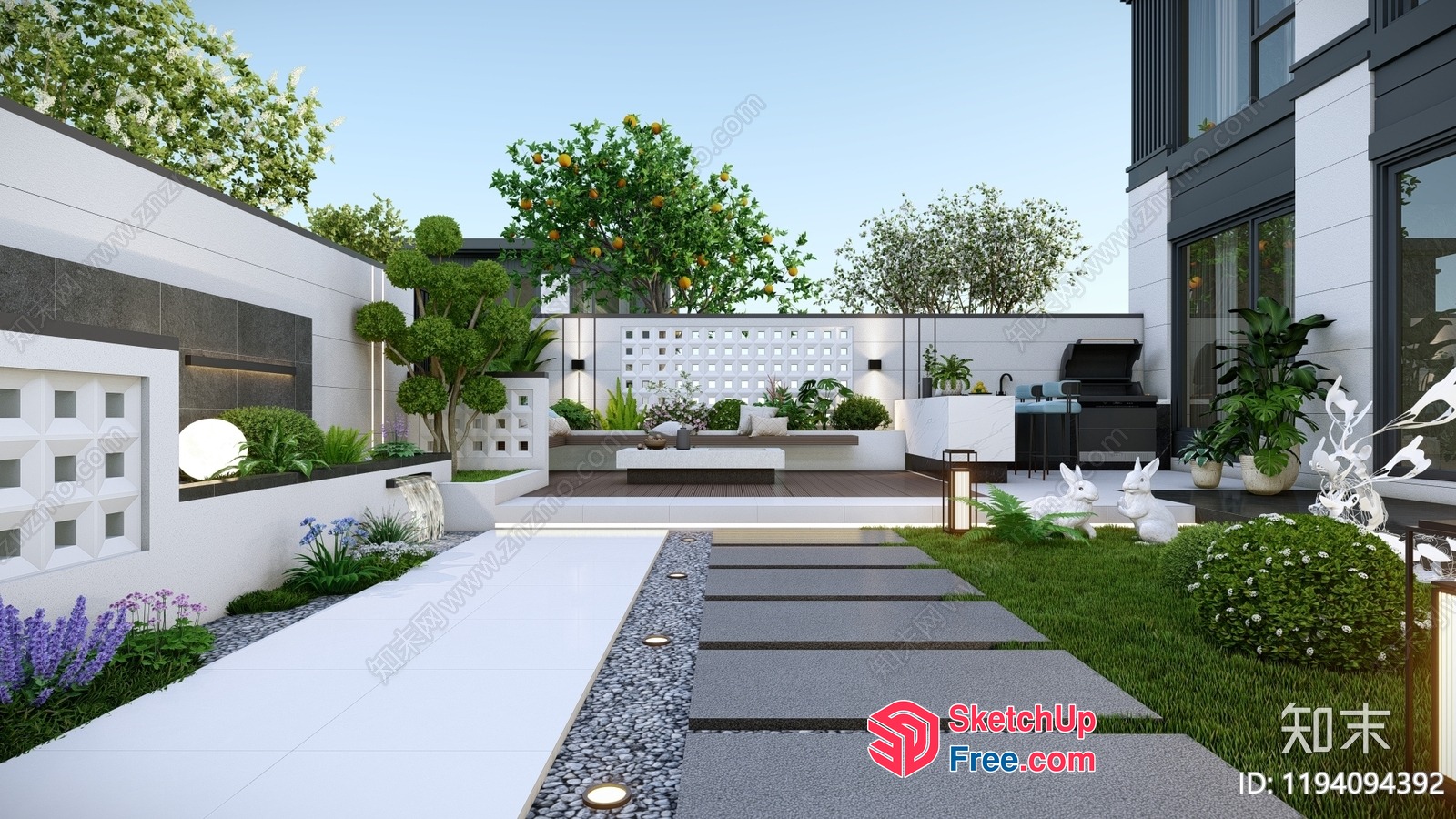 Modern Minimalist Garden Design With Clean Lines And Greenery 3D SketchUp File