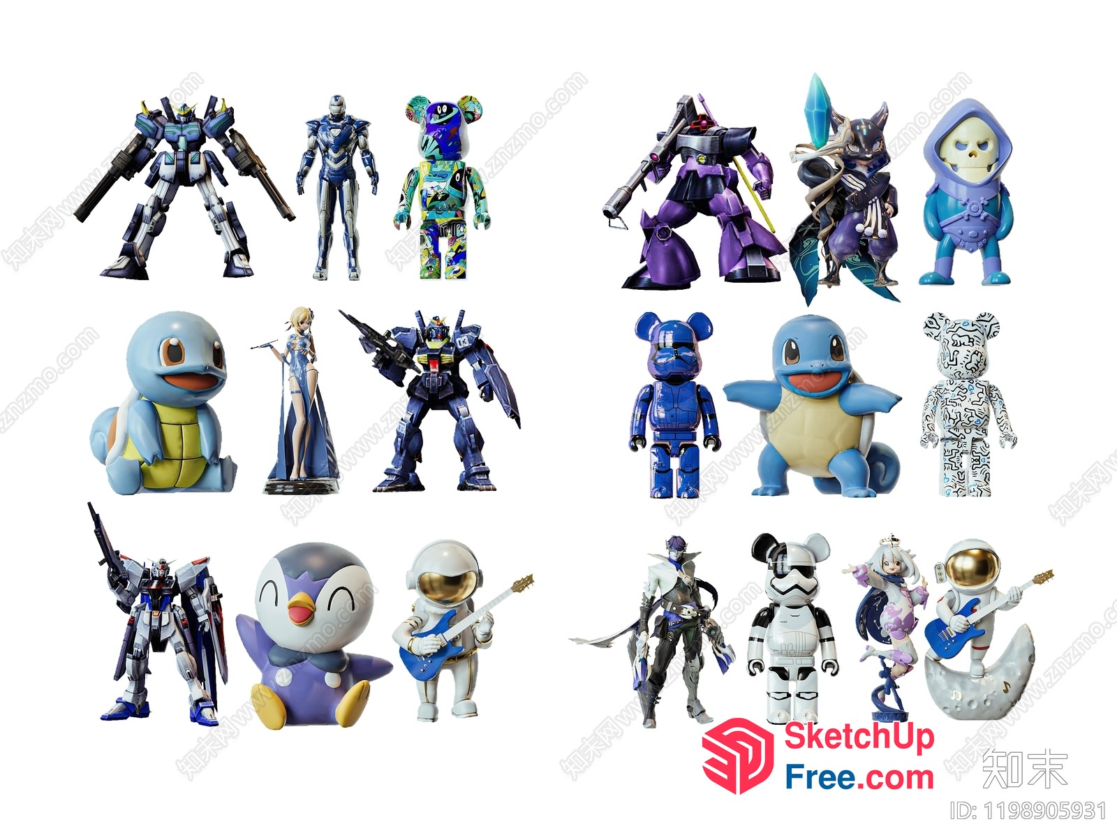 Characterized Collection Of Anime And Cartoon Figures 3D SketchUp File