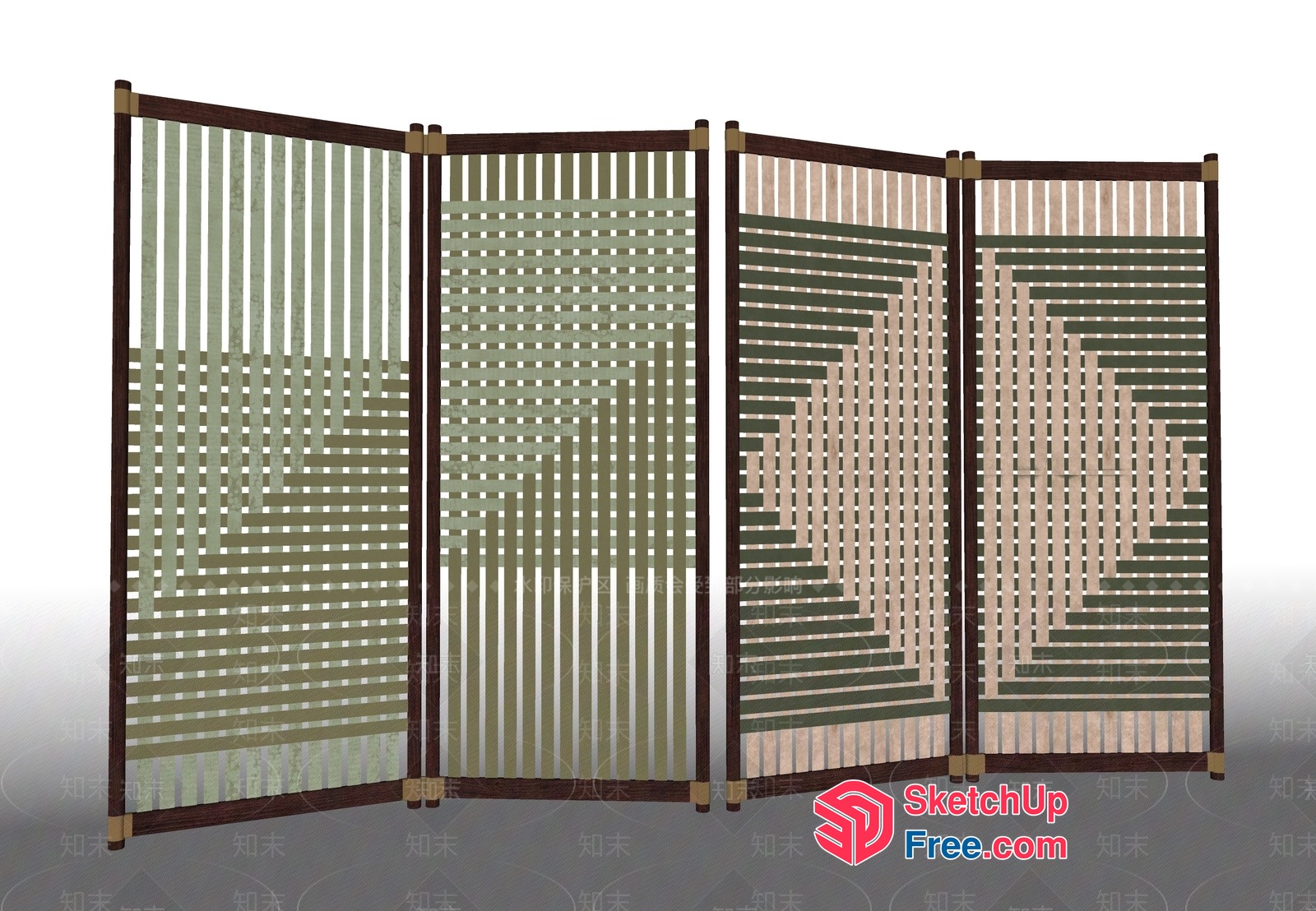 Japanese-Style Partition Screen With Geometric Patterns 3D SketchUp File