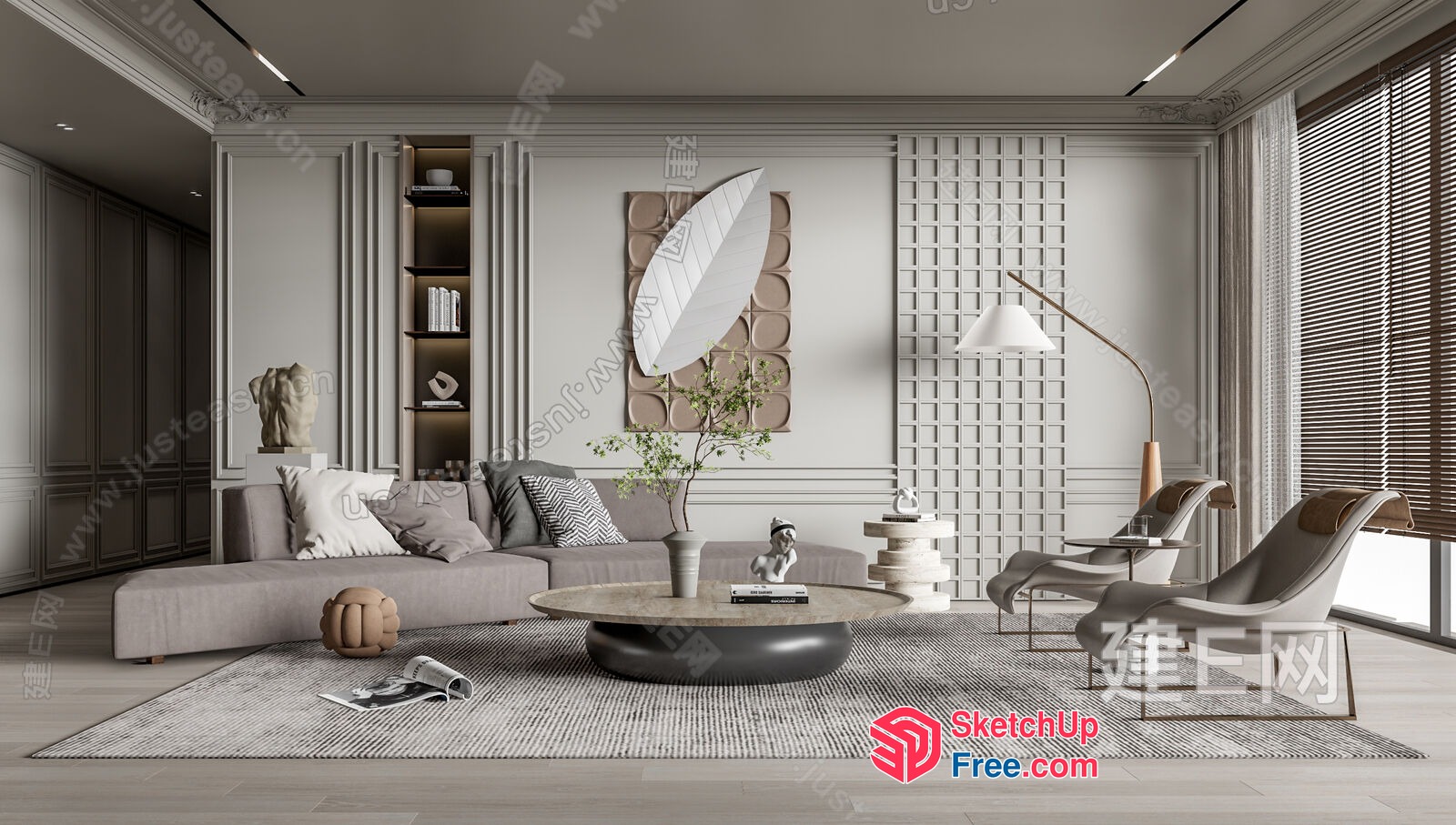 Modern Minimalist European Style Living Room 3D SketchUp File