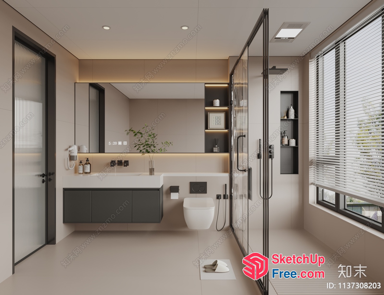 Modern Bathroom Interior With Sleek Fixtures And Natural Light 3D SketchUp File