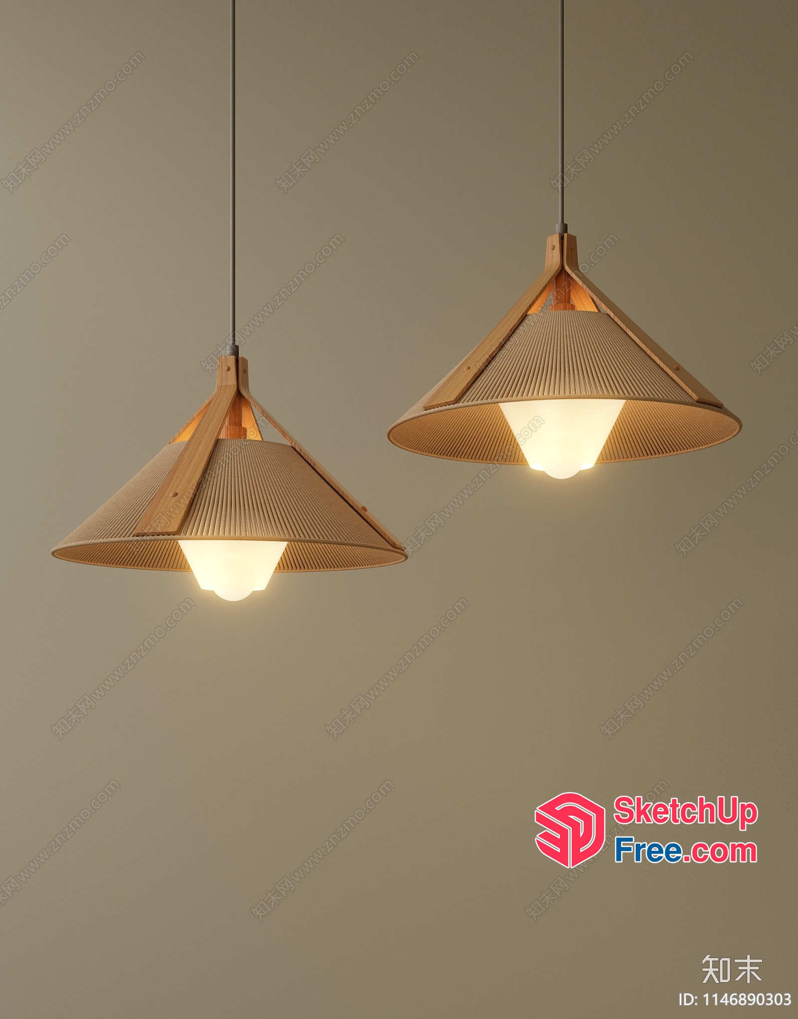 Modern Hanging Light Fixtures With Distinctive Wood And Metal Accents 3D SketchUp File