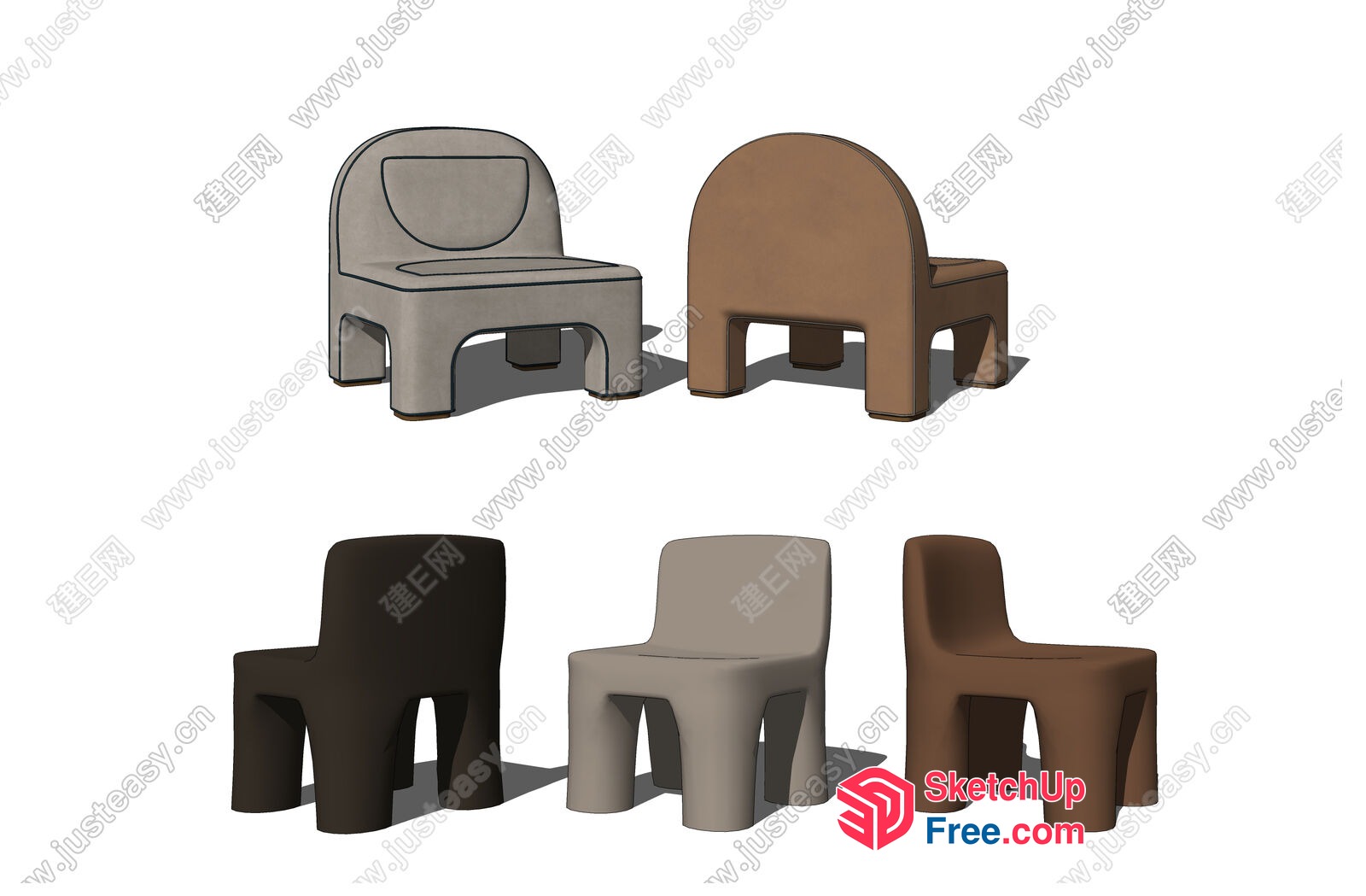 Simple Modern Plastic Chair Designs 3D SketchUp File