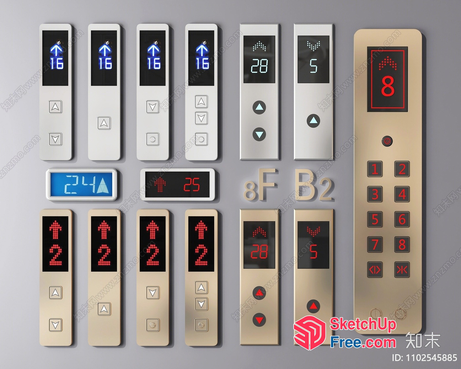Elevator Control Panel Collection 3D SketchUp File