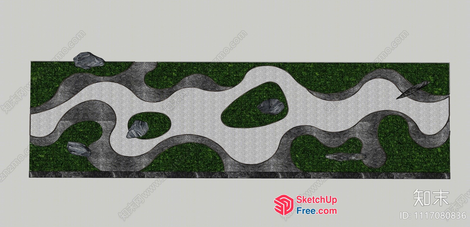 Winding Pathway Through Greenery 3D SketchUp File