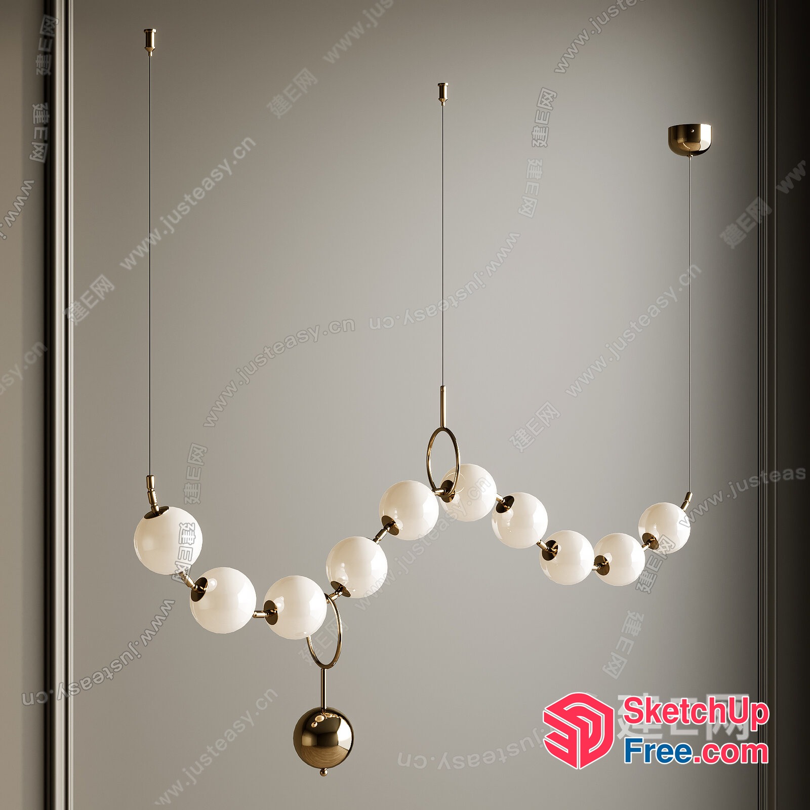 Elegant White Glass Ball Pendant Light Fixture 3D SketchUp File