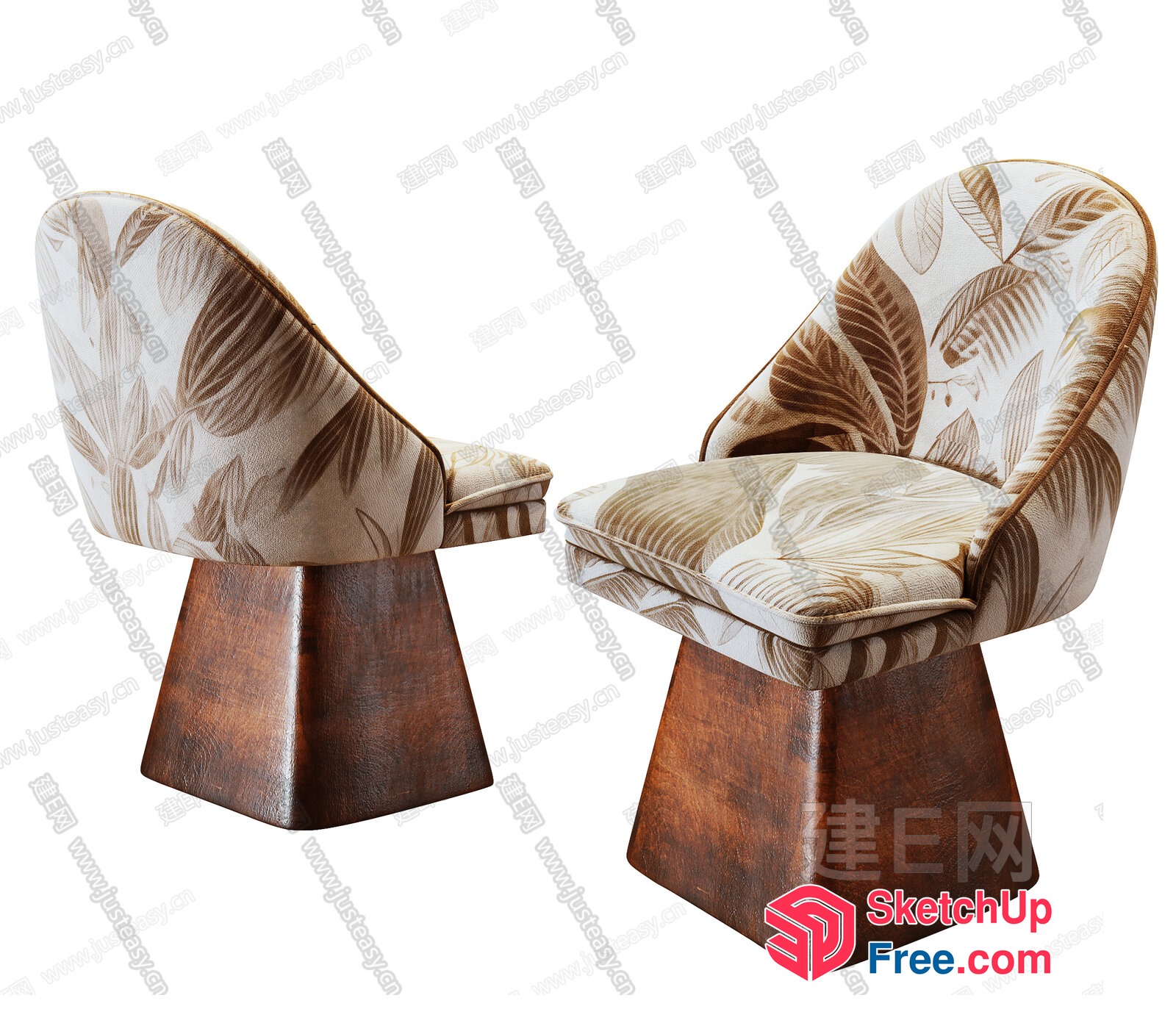 Elegant Tropical Leaf Patterned Chairs 3D SketchUp File