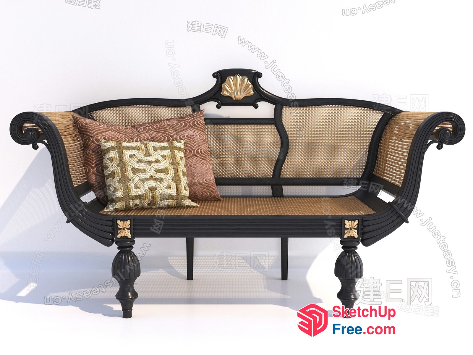 Elegant Traditional Rattan Sofa 3D SketchUp File