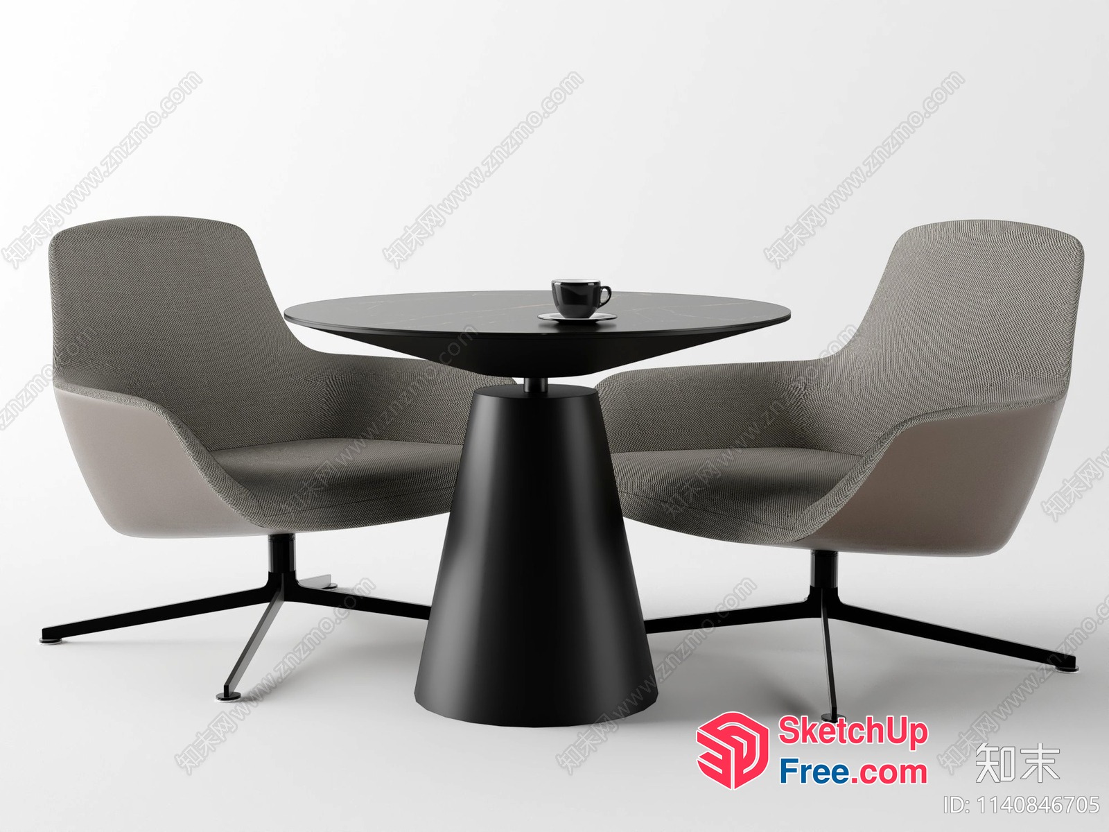 Modern Minimalist Grey Chairs And Table Setting 3D SketchUp File