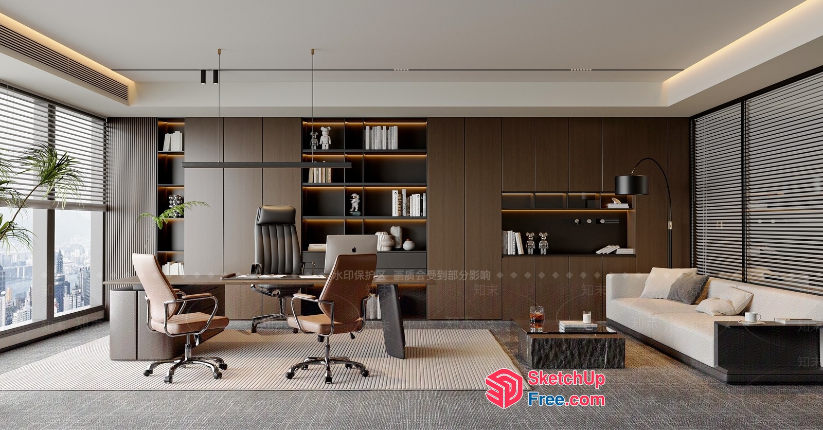 Modern Office Space With Sleek Furniture And Natural Light 3D SketchUp File