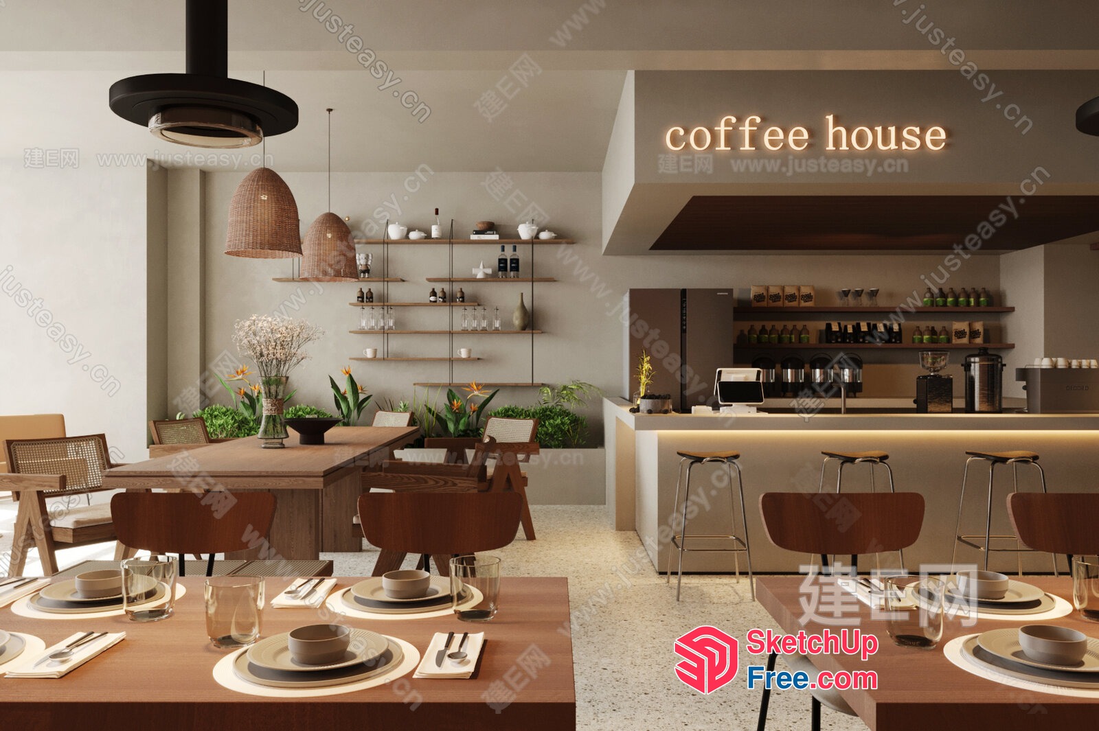 Modern Coffee House Interior 3D SketchUp File