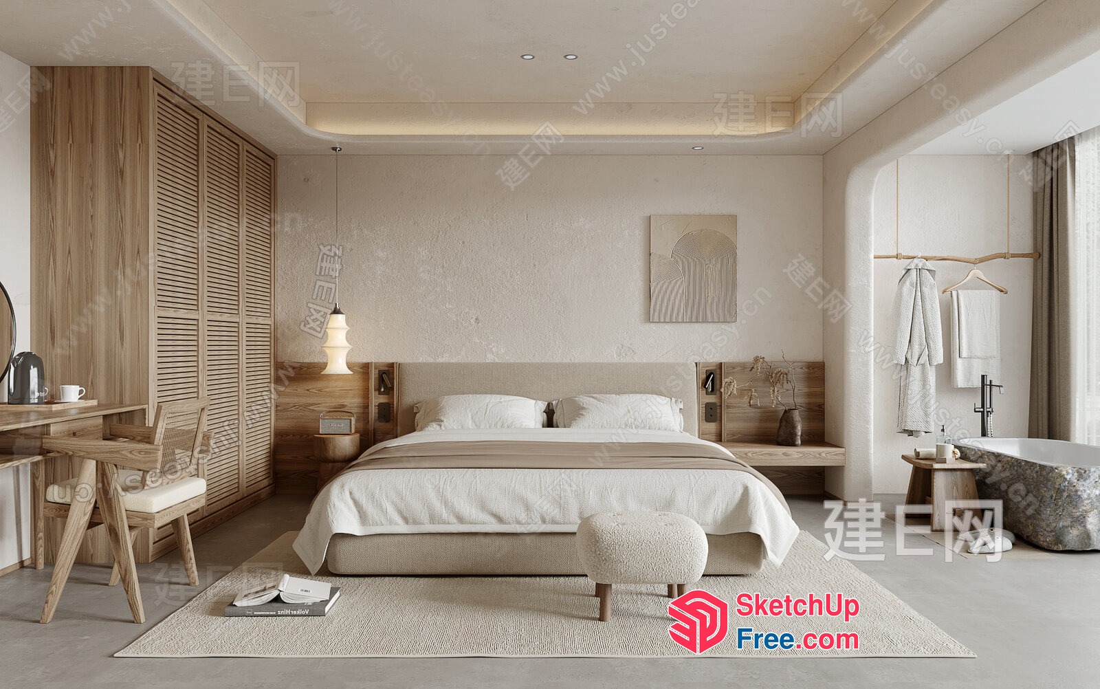 Minimalist Japanese Style Bedroom 3D SketchUp File