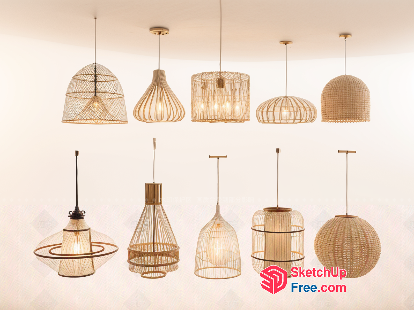 Elegant Hanging Lamps Collection 3D SketchUp File