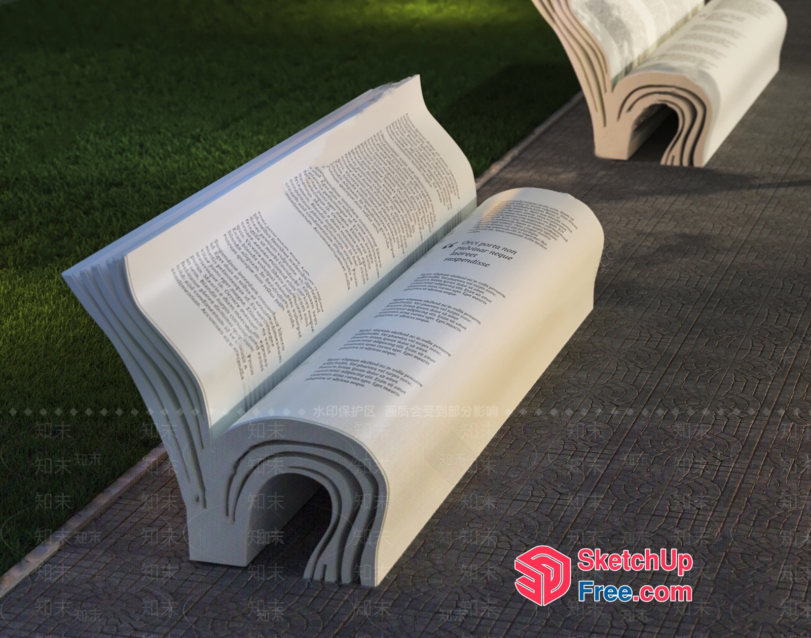 Creative Book-Inspired Bench Design 3D SketchUp File