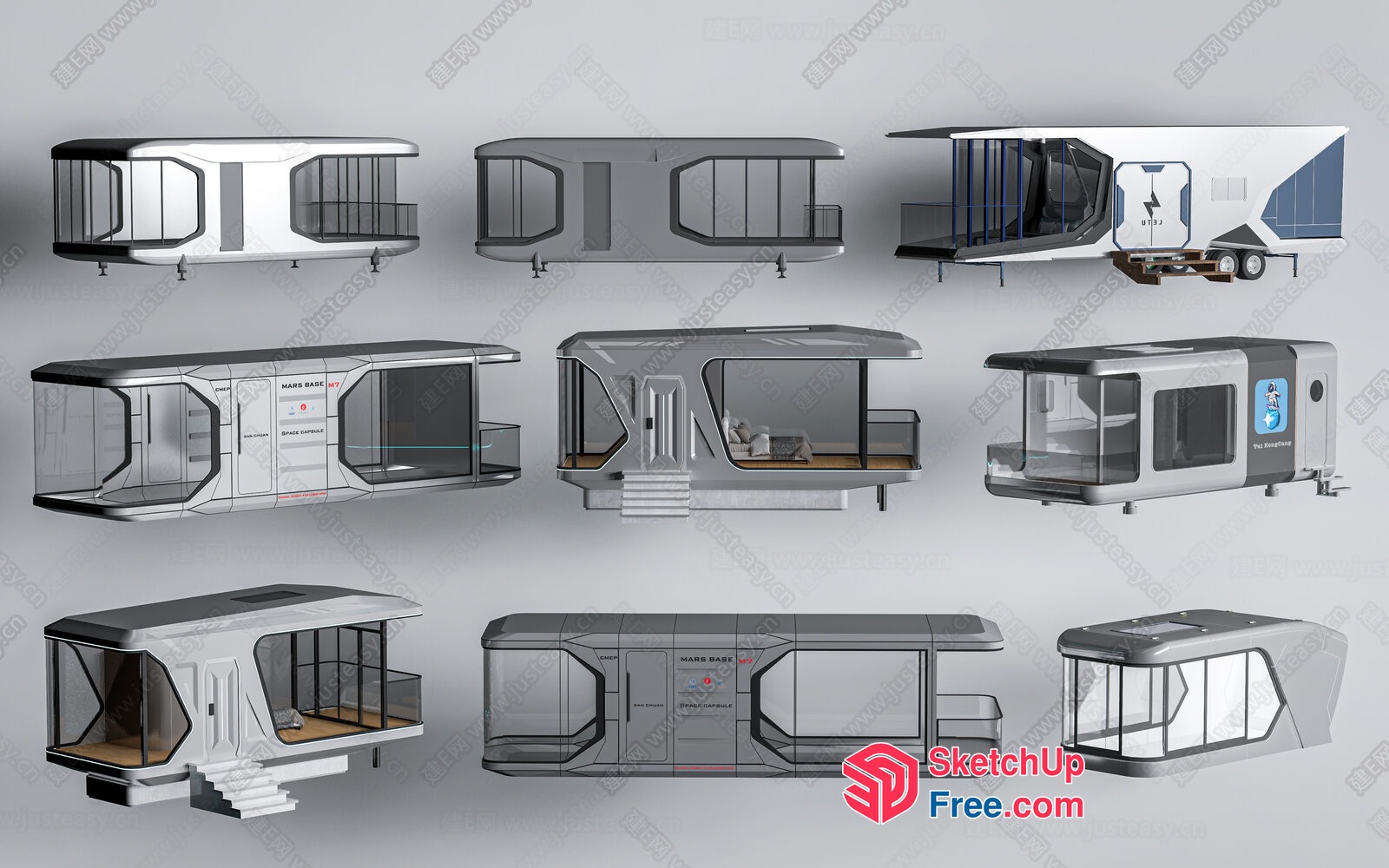 Futuristic Space Capsule Living Space 3D SketchUp File
