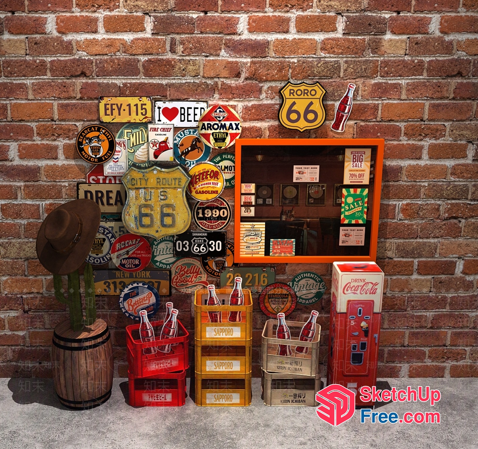 Vintage American Roadside Attractions Decor 3D SketchUp File