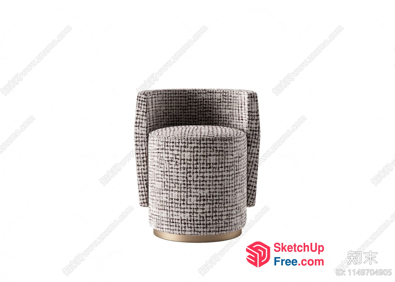 Plush Armchair With A Subtle Checkered Pattern 3D SketchUp File